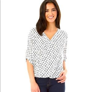 iZ BYER High-Low Black and White Chiffon Blouse